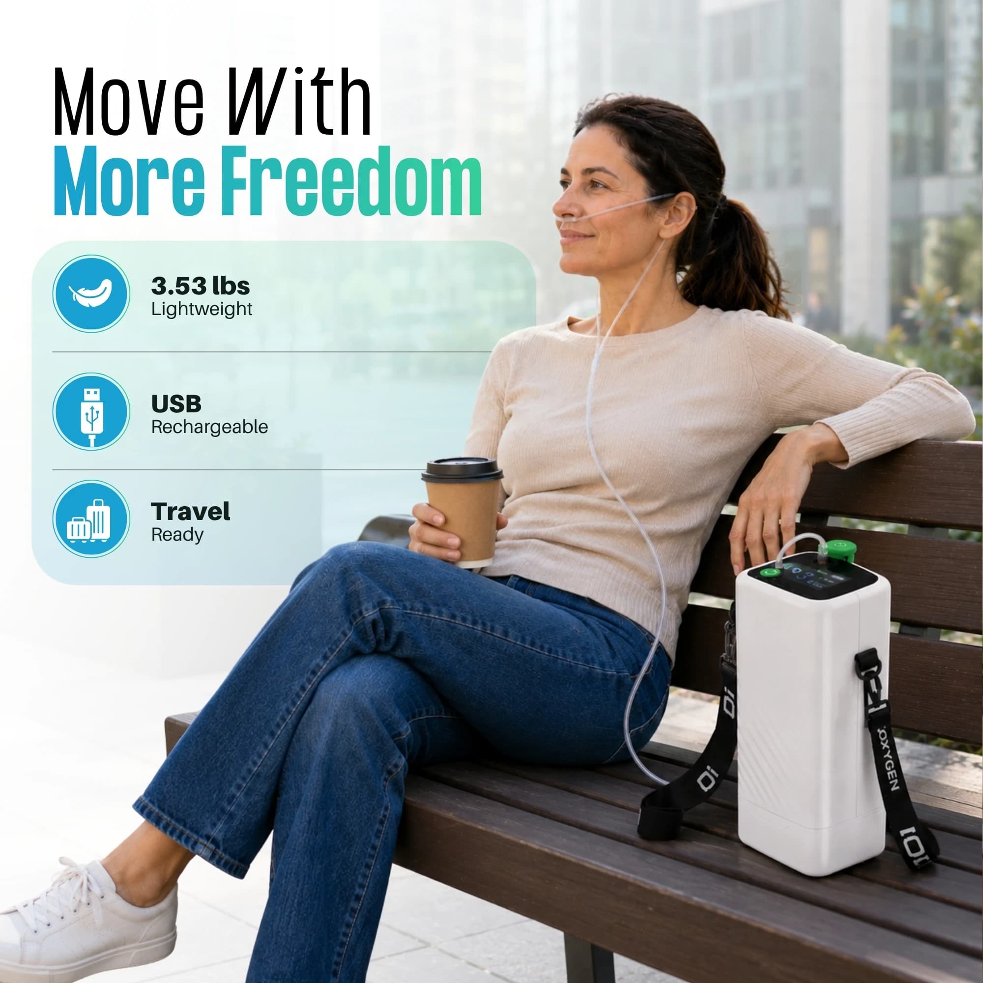 Rechargeable 1-5L Portable Oxygen Concentrator | 95% Oxygen Purity  2
