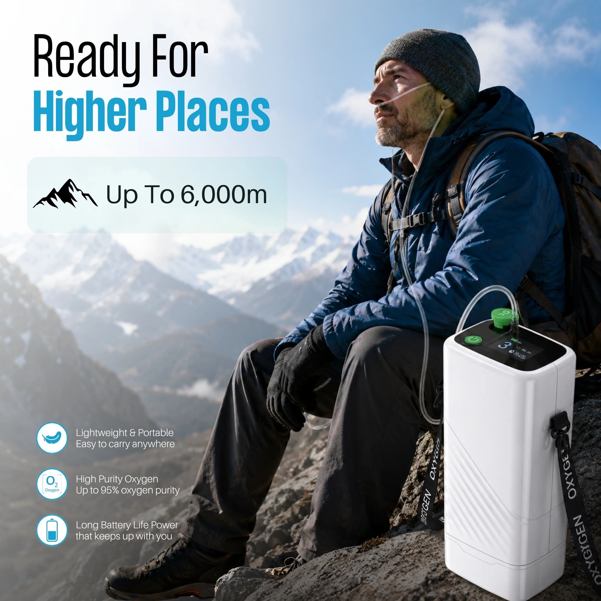 Rechargeable 1-5L Portable Oxygen Concentrator | 95% Oxygen Purity  7