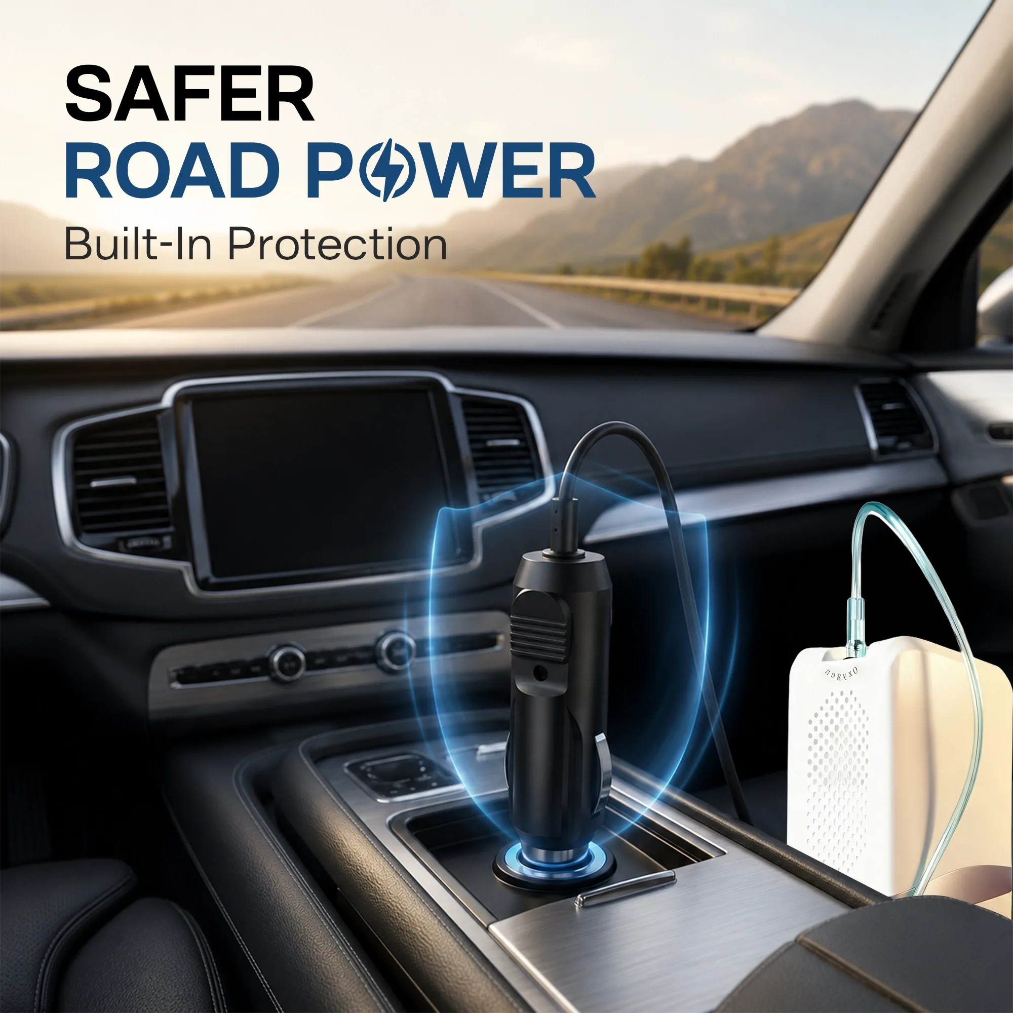 Car Charging Cable For 1-7L/Min Portable Oxygen Concentrator 3
