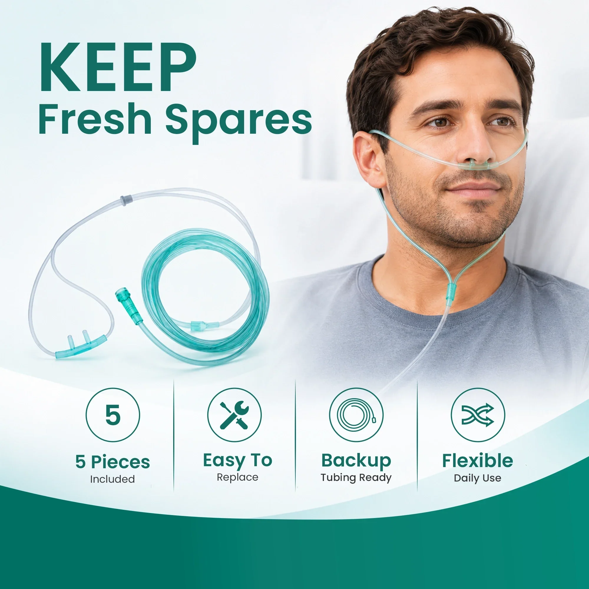 5 Pieces Nasal Cannulas For 1-7L/Min Portable Oxygen Concentrator | 2M Flexible  2