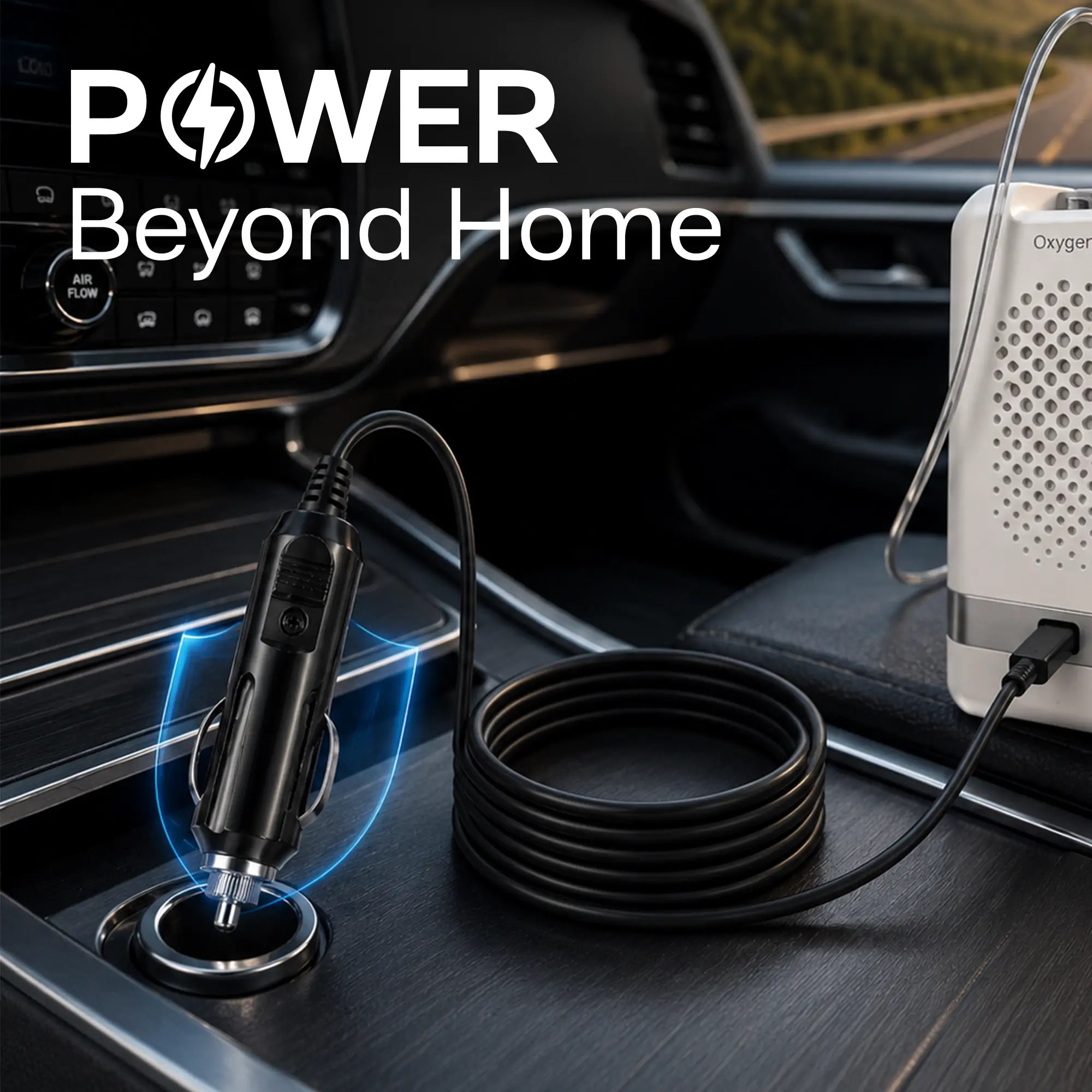 Car Charging Cable For 1-7L/Min Portable Oxygen Concentrator 4