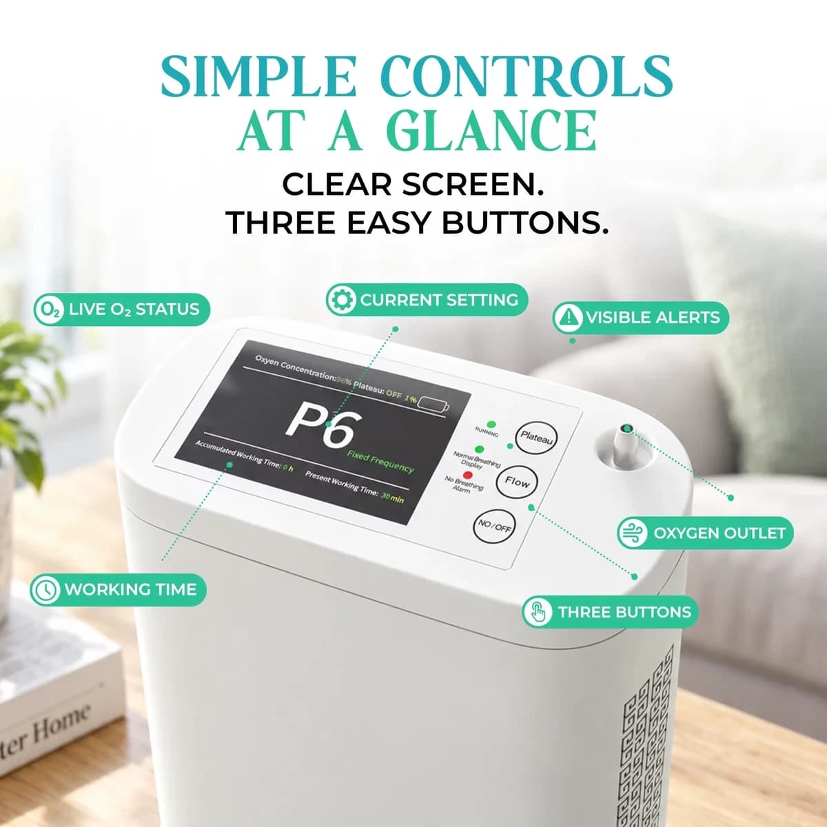 1–8L Portable Oxygen Concentrator for Home & Travel | ≥90% O₂ Purity 5