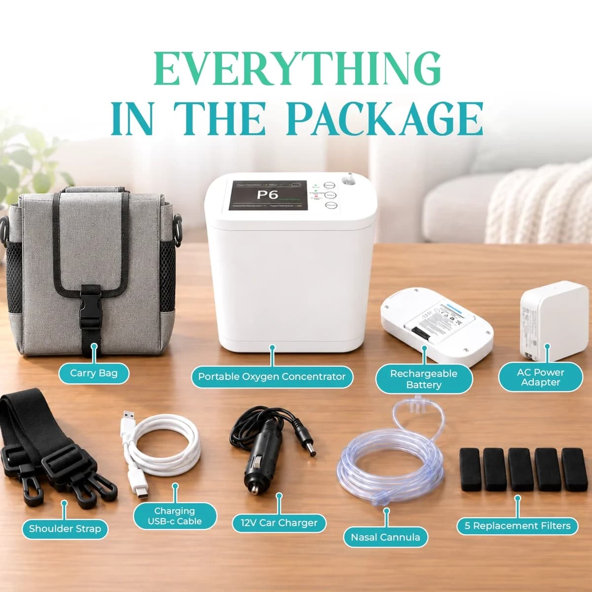 1–8L Portable Oxygen Concentrator for Home & Travel | ≥90% O₂ Purity 2