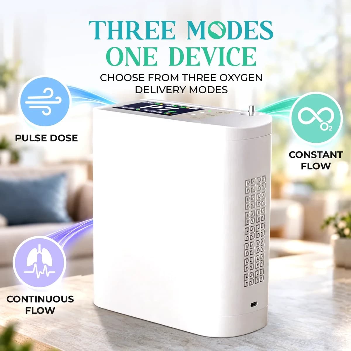 1–8L Portable Oxygen Concentrator for Home & Travel | ≥90% O₂ Purity 3
